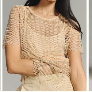 ANTHROPOLOGIE “Sunday in Brooklyn Rhinestone mesh top” SIZE XL • NWT